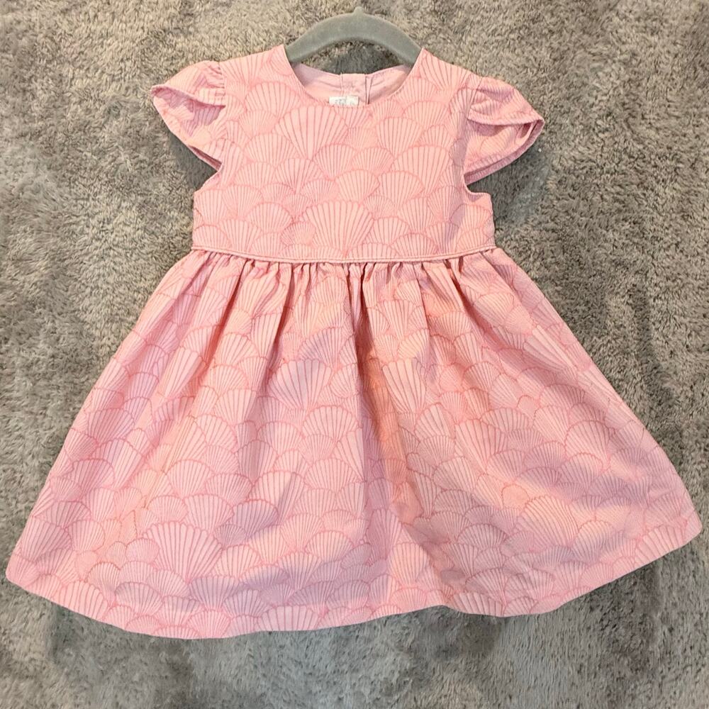 Mamas & Papas Pink Dress Baby Toddler Girl 12-18 Months Seashell Print